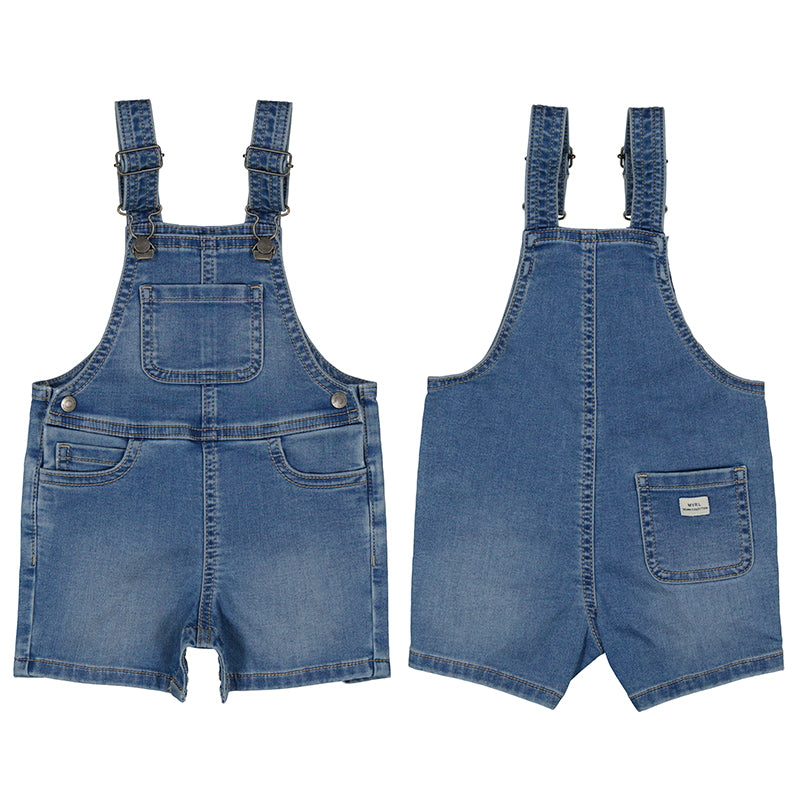 Mayoral Baby Soft Denim Short Overalls - Medium Wash