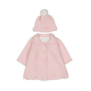 Mayoral Baby Girls Knit Coat & Hat Set - Quartz