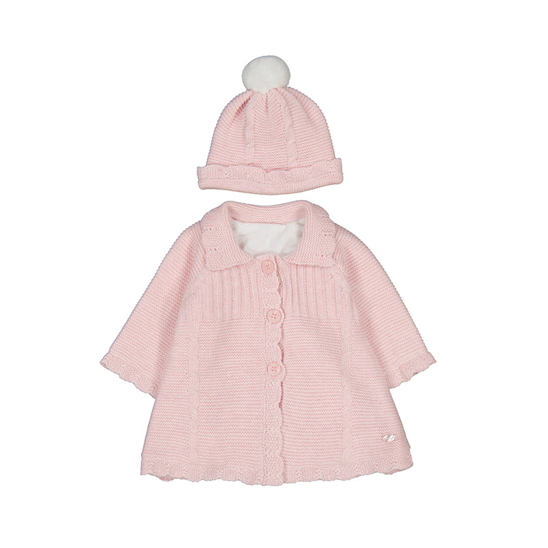 Mayoral Baby Girls Knit Coat & Hat Set - Quartz