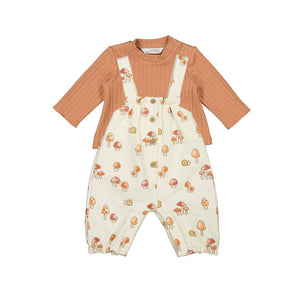Mayoral Baby Printed 2PC Overall Set - Cinnamon