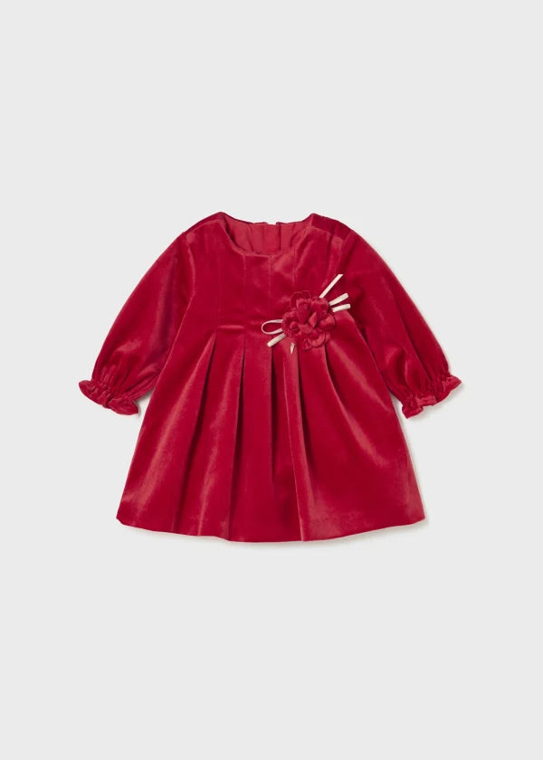 Mayoral Baby Girls Velvet Dress - Cherry