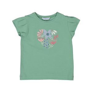 Mayoral Girls Floral Heart Shirt - Mint