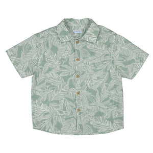 Mayoral Boys Short Sleeved Collared Leaf Shirt - Dark Laurel