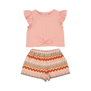 Mayoral Girls Knit Short Set - Salmon
