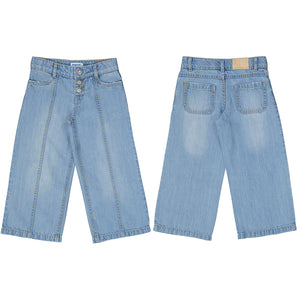 Mayoral Girls Wide Leg Denim Pants - Light Wash