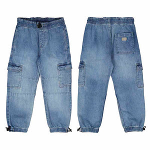 Mayoral Boys Baggy Cargo Denim Pants - Medium Wash