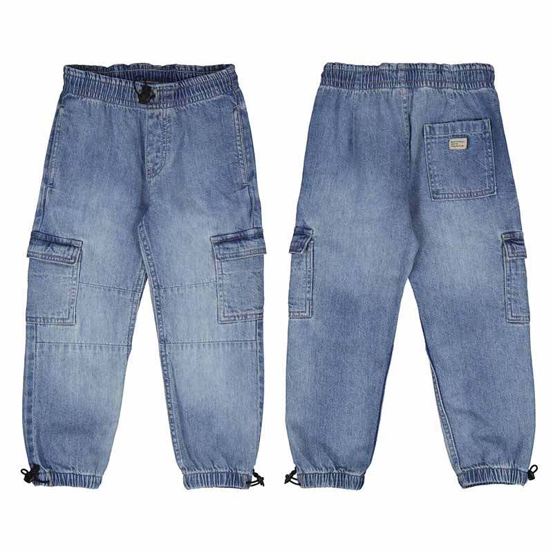 Mayoral Boys Baggy Cargo Denim Pants - Medium Wash