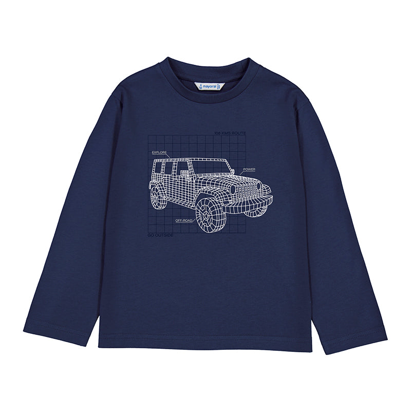 Mayoral Boys Long Sleeve Glow in the Dark Jeep T-Shirt - Blue