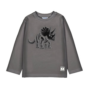 Mayoral Boys Long Sleeve Dino T-Shirt - Grey