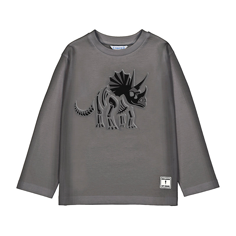 Mayoral Boys Long Sleeve Dino T-Shirt - Grey