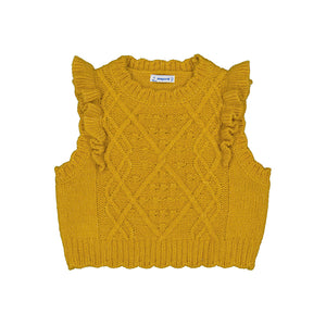 Mayoral Girls Knit Vest - Mustard