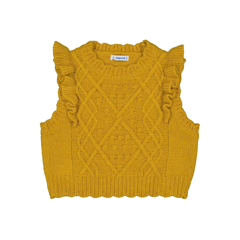 Mayoral Girls Knit Vest - Mustard