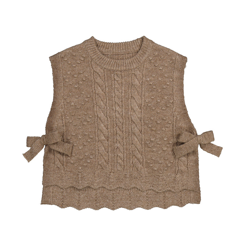 Mayoral Girls Knit Vest - Brown
