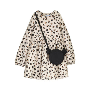 Mayoral Girls Animal Print Dress w/Purse - Sand
