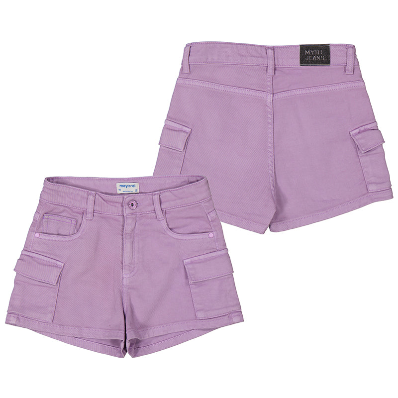 Mayoral Youth Girls Cargo Shorts - Lilac