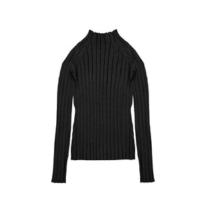 Mayoral Youth Girls Rib Mock Neck Sweater - Black