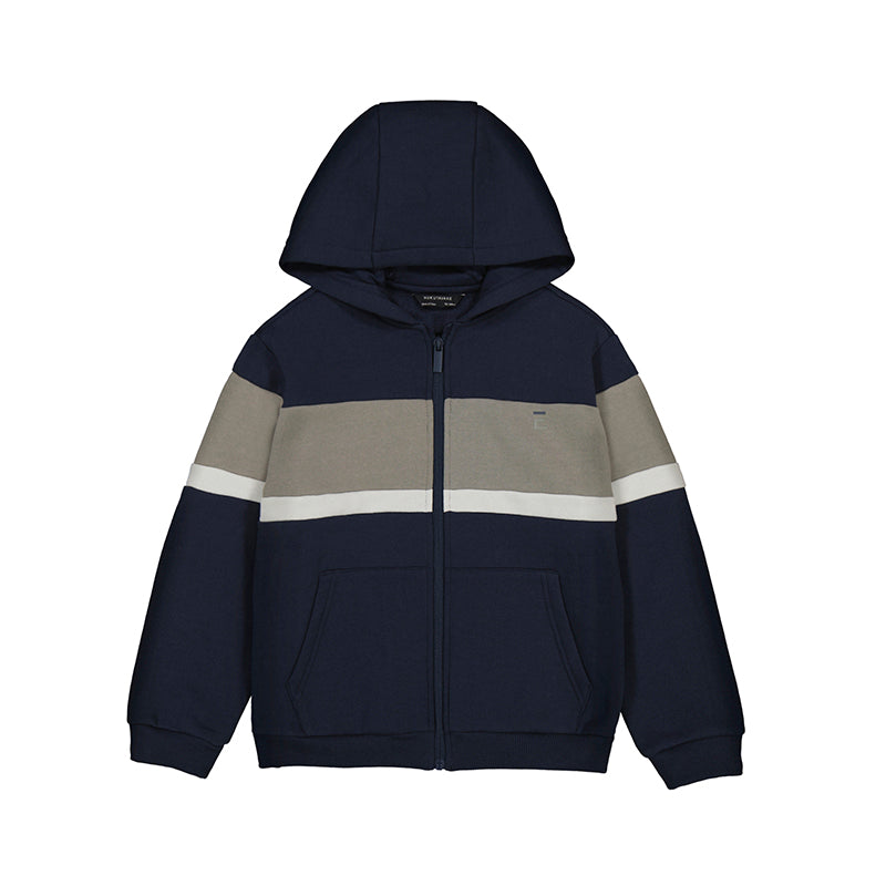 Mayoral Youth Boys Striped Zip Hoodie - Navy