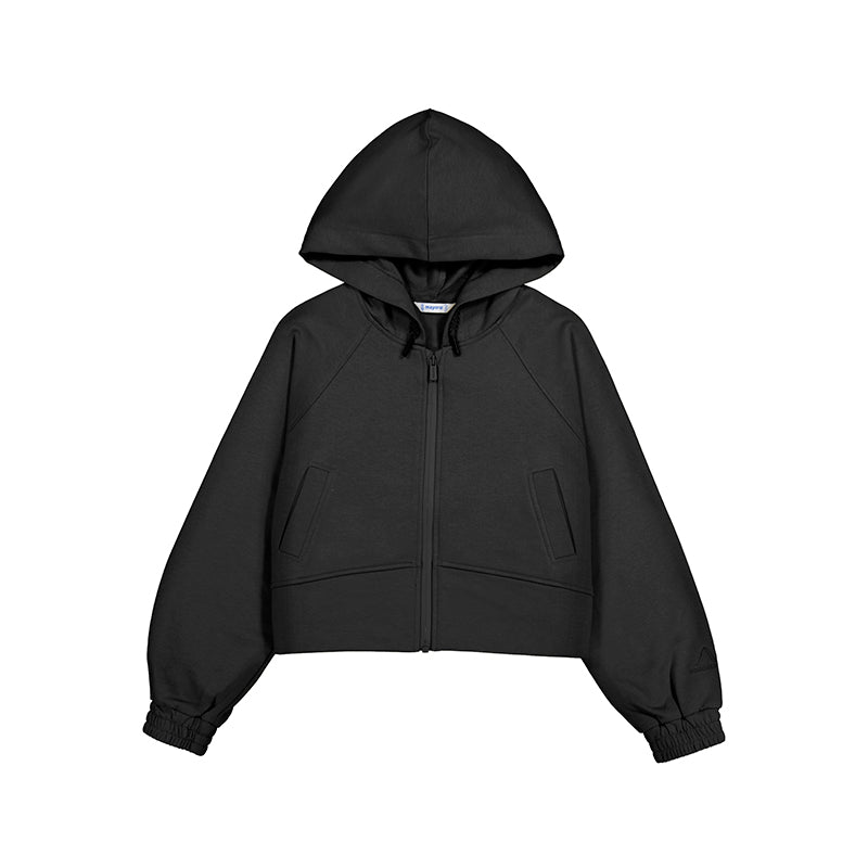 Mayoral Youth Girls Zip-Up Hoodie - Black