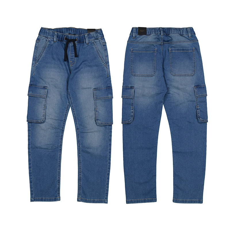 Mayoral Youth Boys Soft Denim Cargo Denim Pants - Dark Wash