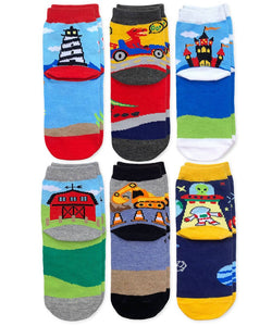 Jefferies Socks Boys Space, Pirate, Dino Crew Socks - 6 Pack