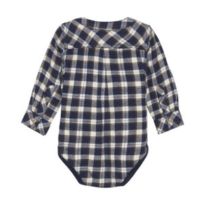 Minymo Baby Boys Long Sleeve Check Bodysuit - Parisian Night