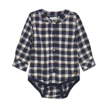 Load image into Gallery viewer, Minymo Baby Boys Long Sleeve Check Bodysuit - Parisian Night
