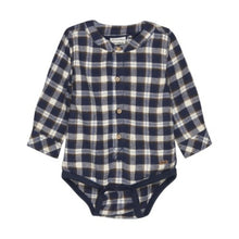 Load image into Gallery viewer, Minymo Baby Boys Long Sleeve Check Bodysuit - Parisian Night
