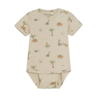 Minymo Baby Short Sleeve Bodysuit - Light Beige Melange