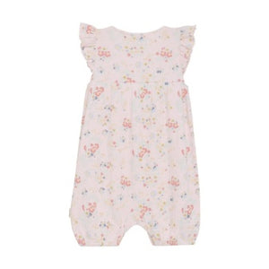 Minymo Baby Girls Short Sleeve Ribbed Romper - Rose Quartz