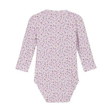 Load image into Gallery viewer, Minymo Baby Girls Long Sleeve Floral Ribbed Onesie
