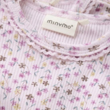 Load image into Gallery viewer, Minymo Baby Girls Long Sleeve Floral Ribbed Onesie
