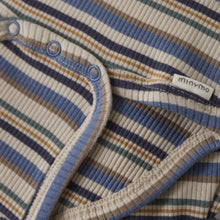 Load image into Gallery viewer, Minymo Baby Boys Long Sleeve Striped Ribbed Onesie

