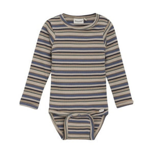 Minymo Baby Boys Long Sleeve Striped Ribbed Onesie