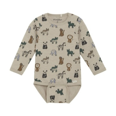 Minymo Baby Boys Long Sleeve Onesie - Tan