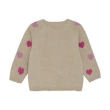 Load image into Gallery viewer, Minymo Baby Girls Knit Heart Cardigan - Beige Melange
