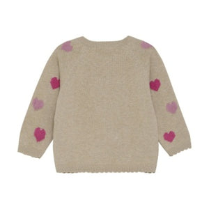 Minymo Baby Girls Knit Heart Cardigan - Beige Melange