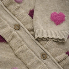 Load image into Gallery viewer, Minymo Baby Girls Knit Heart Cardigan - Beige Melange
