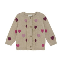 Load image into Gallery viewer, Minymo Baby Girls Knit Heart Cardigan - Beige Melange
