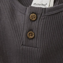 Load image into Gallery viewer, Minymo Baby Boys Long Sleeve Ribbed Onesie - Dark Gull Grey
