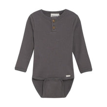Load image into Gallery viewer, Minymo Baby Boys Long Sleeve Ribbed Onesie - Dark Gull Grey
