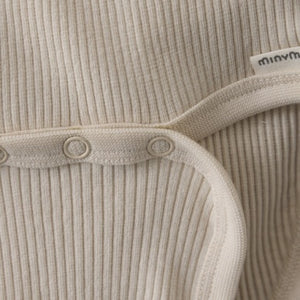 Minymo Baby Girls Long Sleeve Ribbed Onesie - Sandshell
