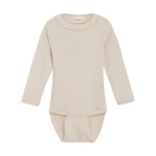 Load image into Gallery viewer, Minymo Baby Girls Long Sleeve Ribbed Onesie - Sandshell
