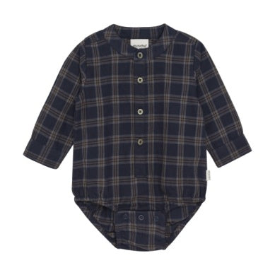 Minymo Baby Boys Long Sleeve Check Bodysuit - Parisian Night