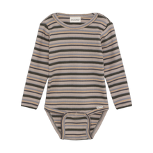 Load image into Gallery viewer, Minymo Baby Boys Long Sleeve Ribbed Stripped Bodysuit - Beetle
