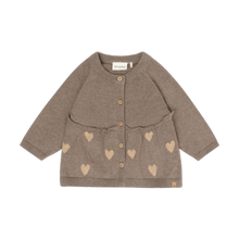 Load image into Gallery viewer, Minymo Baby Girls Knit Cardigan - Dark Brown Melange
