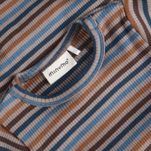 Load image into Gallery viewer, Minymo Baby Boys Long Sleeve Striped Ribbed Onesie - Fungi
