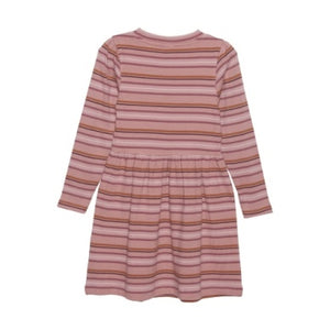 Minymo Girls Long Sleeve Ribbed Dress - Ash Rose