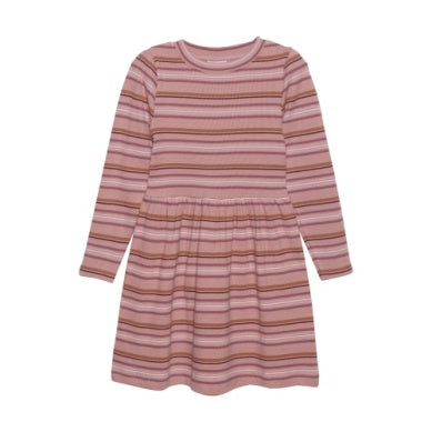 Minymo Girls Long Sleeve Ribbed Dress - Ash Rose