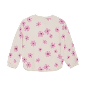 Minymo Girls Long Sleeve Waffle Sweatshirt - White Swan