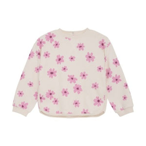 Minymo Girls Long Sleeve Waffle Sweatshirt - White Swan
